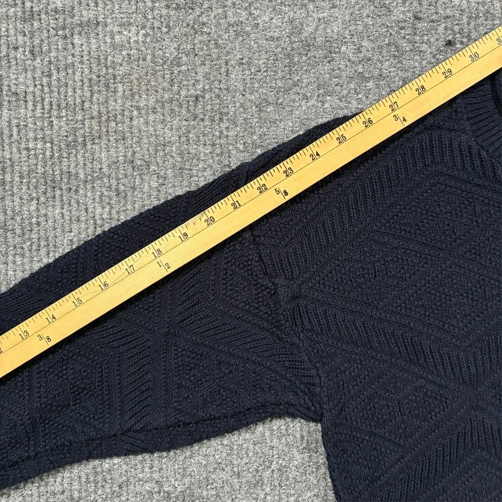 Jantzen Mens Knit Sweater Medium Navy USA Made Textured Crewneck Vintage 90s